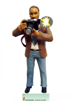 500508 - Photographer with flash LED Metal figure - hand painted by hand Flash LED