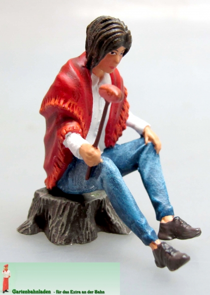 500213 - Camper with cape - on tree stump